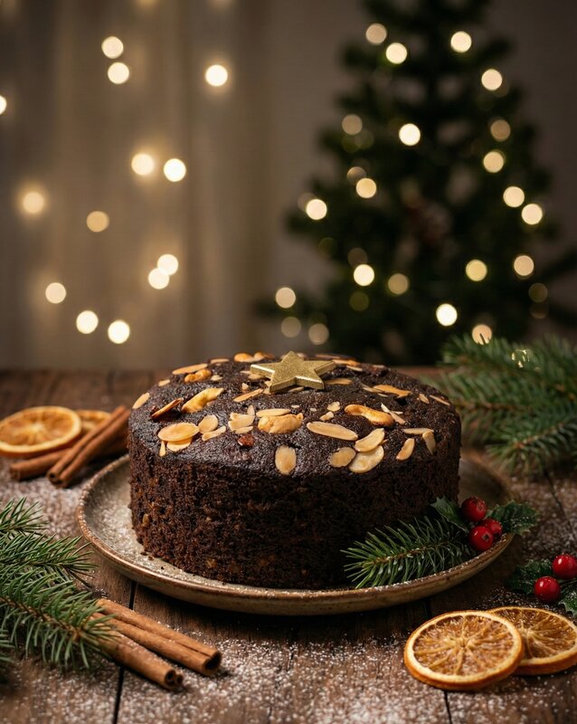 Rich Fruit & Nut Plum Cake slice